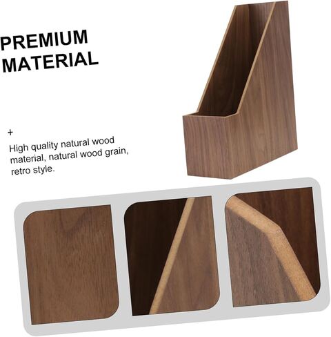 NUOBESTY 1pc Walnut Document Organizer Creative Book Holder for Office Study Bedroom Library Elegant Storage Box for Files Magazines and Books Smooth Finish Design in Saudi Arabia