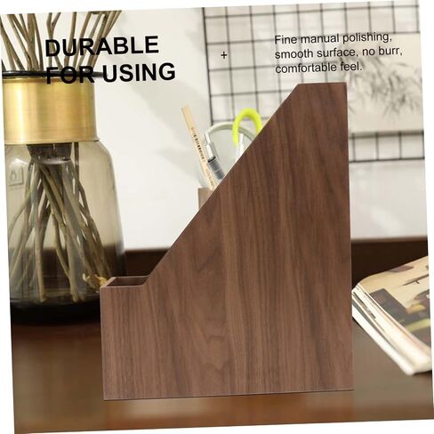 NUOBESTY 1pc Walnut Document Organizer Creative Book Holder for Office Study Bedroom Library Elegant Storage Box for Files Magazines and Books Smooth Finish Design in Saudi Arabia