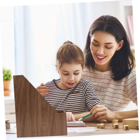 NUOBESTY 1pc Walnut Document Organizer Creative Book Holder for Office Study Bedroom Library Elegant Storage Box for Files Magazines and Books Smooth Finish Design in Saudi Arabia