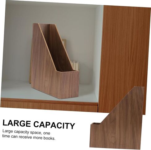 NUOBESTY 1pc Walnut Document Organizer Creative Book Holder for Office Study Bedroom Library Elegant Storage Box for Files Magazines and Books Smooth Finish Design in Saudi Arabia