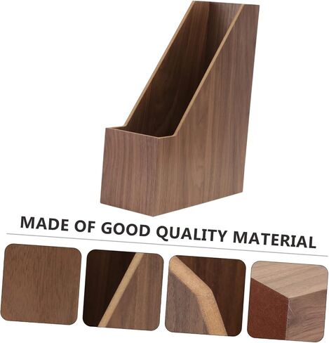 NUOBESTY 1pc Walnut Document Organizer Creative Book Holder for Office Study Bedroom Library Elegant Storage Box for Files Magazines and Books Smooth Finish Design in Saudi Arabia