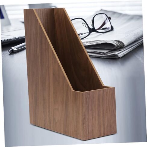 NUOBESTY 1pc Walnut Document Organizer Creative Book Holder for Office Study Bedroom Library Elegant Storage Box for Files Magazines and Books Smooth Finish Design in Saudi Arabia