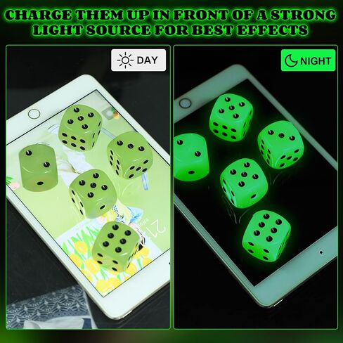 18 pcs 30mm توهج في Dark Dice كبير jumbo acrylic d6 dice للكازينو ، والفحم ، وألعاب الطاولة وأفضل حفلات ألعاب الطاولة in Saudi Arabia