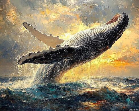 VNUIEHG DIY Paint by Numbers for Adults Beginner, Whale Spouting Water as It Breaches, Adult Crafts Adults Paint by Number Kits, Room Decor Gift (16x20 inch, No Frame) in Saudi Arabia