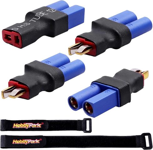HobbyPark Deans T Plug to EC5 Connector Plugs RC Lipo Battery Charger Conversion Adapter w/Battery Straps in Saudi Arabia