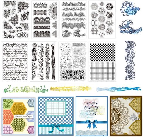 Ph Pandahall 6 Sheets Art Painting Background Clear Clear ، Disparent Decorative Clear Clear Craft Rubber Stamp for Card Making Diy Scrapbooking Album Crrafting Journal Decoration in Saudi Arabia