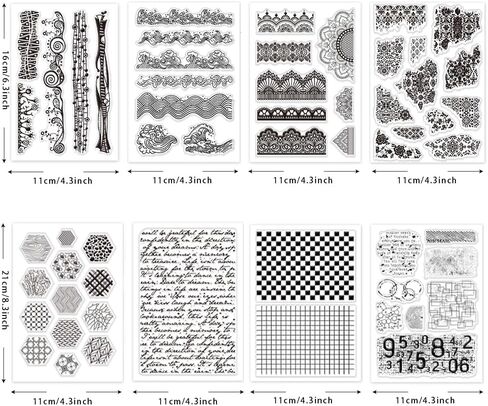 Ph Pandahall 6 Sheets Art Painting Background Clear Clear ، Disparent Decorative Clear Clear Craft Rubber Stamp for Card Making Diy Scrapbooking Album Crrafting Journal Decoration in Saudi Arabia