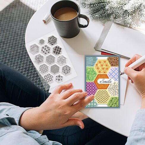 Ph Pandahall 6 Sheets Art Painting Background Clear Clear ، Disparent Decorative Clear Clear Craft Rubber Stamp for Card Making Diy Scrapbooking Album Crrafting Journal Decoration in Saudi Arabia