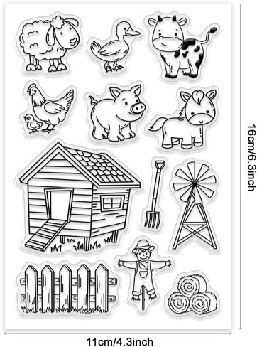 PH PandaHall Farm Animals Clear Stamp for Scrapbooking, Cartoon Animals Silicone Stamp Pig Duck Sheep Horse Cow Transparent Rubber Stamp for Card Making Decoration, Book, Journal, Gift Tags in Saudi Arabia