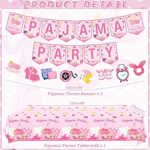 Pajama Birthday Party Decorations - Pajama Party Supplies including Banner, Plate, Cake Topper, Cup, Napkin, Balloon, Tablecloth - Serves 20 in Saudi Arabia