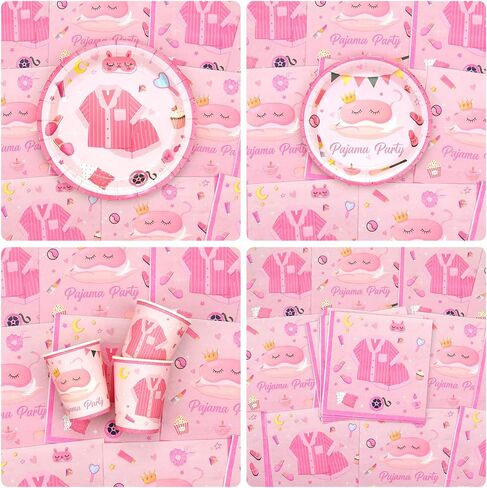 Pajama Birthday Party Decorations - Pajama Party Supplies including Banner, Plate, Cake Topper, Cup, Napkin, Balloon, Tablecloth - Serves 20 in Saudi Arabia