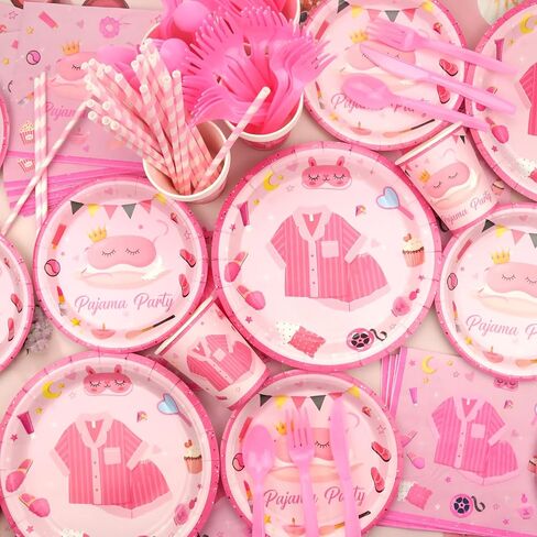 Pajama Birthday Party Decorations - Pajama Party Supplies including Banner, Plate, Cake Topper, Cup, Napkin, Balloon, Tablecloth - Serves 20 in Saudi Arabia