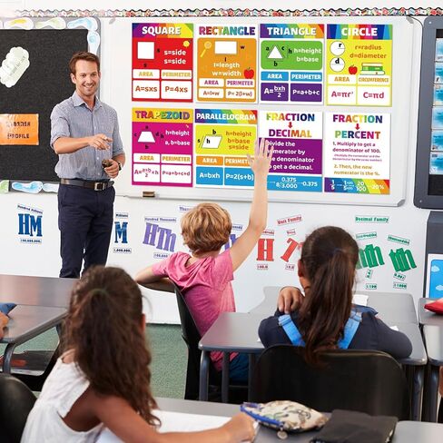 24 Pcs Math Posters for Middle School Algebra Classroom Bulletin Board Decor Fractions Mathematics Classroom Banner Decorations for Teachers Manipulatives(Black,Blackboard Style) in Saudi Arabia