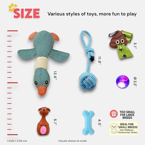Puppy Toys for Small Dogs - 7 Pack Durable Chew and Teething Toys with Squeaky Plush, Interactive Dog Toys, LED Ball & Poop Bag Dispenser for Toy Breeds & Puppies Under 15 Lbs in Saudi Arabia