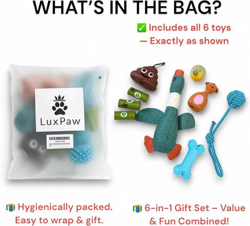 Puppy Toys for Small Dogs - 7 Pack Durable Chew and Teething Toys with Squeaky Plush, Interactive Dog Toys, LED Ball & Poop Bag Dispenser for Toy Breeds & Puppies Under 15 Lbs in Saudi Arabia