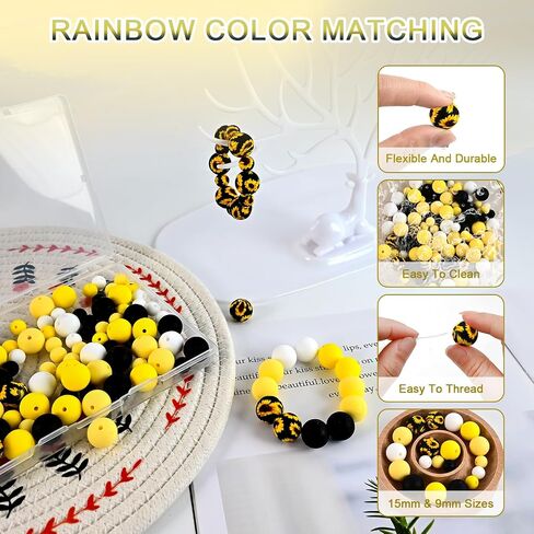 120pcs+ حبات السيليكون والألوان المختلطة بكميات كبيرة 15 مم و 9 ملم حبات مطاطية مستديرة لصنع سلسلة المفاتيح ، قلادة DIY ، إكسسوارات أقلام الحرفية ، لوازم المجوهرات in Kuwait