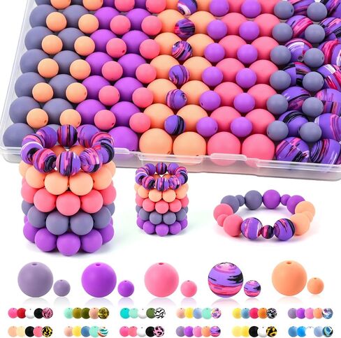 120pcs+ حبات السيليكون والألوان المختلطة بكميات كبيرة 15 مم و 9 ملم حبات مطاطية مستديرة لصنع سلسلة المفاتيح ، قلادة DIY ، إكسسوارات أقلام الحرفية ، لوازم المجوهرات in Kuwait