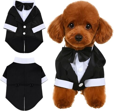 Dog Tuxedo, Dog Tuxedo Suit with Bow Tie, Pet Tuxedos for Small Dogs and Cats, Pet Wedding Attire Dress Up, Doggy Prince Bow Tie Shirt, Doggy Gentleman Apparel for Halloween, Engagement and Christmas in Saudi Arabia