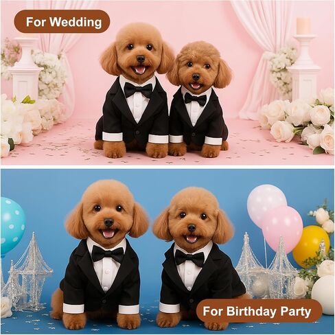 Dog Tuxedo, Dog Tuxedo Suit with Bow Tie, Pet Tuxedos for Small Dogs and Cats, Pet Wedding Attire Dress Up, Doggy Prince Bow Tie Shirt, Doggy Gentleman Apparel for Halloween, Engagement and Christmas in Saudi Arabia