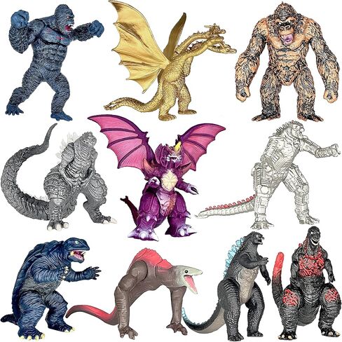 TWCARE حصري من 10 قطع Godzilla vs Kong Action Figure مع مفاصل متحركة وأغطية كعك in Kuwait