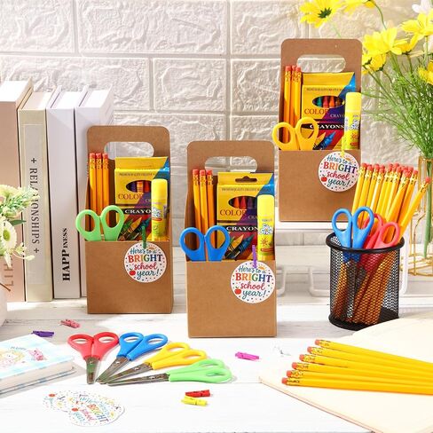 Eersida 24 Sets Operation Christmas Items Bulk School Supplies Include 8 Color Crayon Scissor Glue Stick Pencil Card Gift Carrier with Handle for Operation Christmas Item Prizes in Saudi Arabia