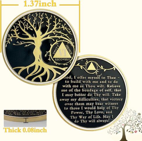 33 Year Sobriety Chip Tree of Life AA Medallion Recovery Gift Alcoholics Anonymous Coin Anniversary Token in Kuwait