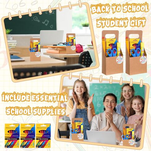 Eersida 24 Sets Operation Christmas Items Bulk School Supplies Include 8 Color Crayon Scissor Glue Stick Pencil Card Gift Carrier with Handle for Operation Christmas Item Prizes in Saudi Arabia