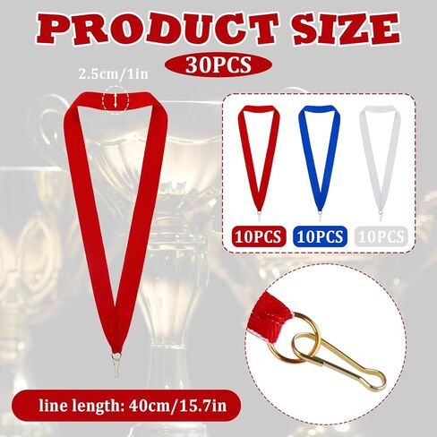 30 قطعة من شرائط الرقبة للميدالية الزرقاء الأزرق الشريط مع مقاطع Snap Clips Flat Medal Lanyards للمسابقات الرياضية الحرم الجامعي لقاء الرياضة in Kuwait