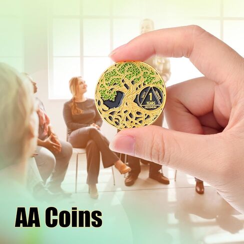 Sobriety Coin Recovery Anniversary Token Sobriety Gifts AA Chips and Medallions for Women Men(Green,2 Year) in Saudi Arabia