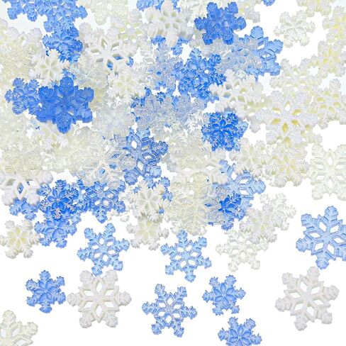 GSHLLO 90 Pcs Mini Resin Snowflakes Glitter Christmas Snowflakes Flat Back Crafting Snowflakes Small Snow Ornaments Christmas Tree Snowflake Decorations for DIY Crafts in Saudi Arabia