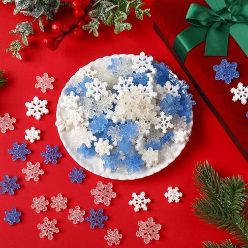 GSHLLO 90 Pcs Mini Resin Snowflakes Glitter Christmas Snowflakes Flat Back Crafting Snowflakes Small Snow Ornaments Christmas Tree Snowflake Decorations for DIY Crafts in Saudi Arabia