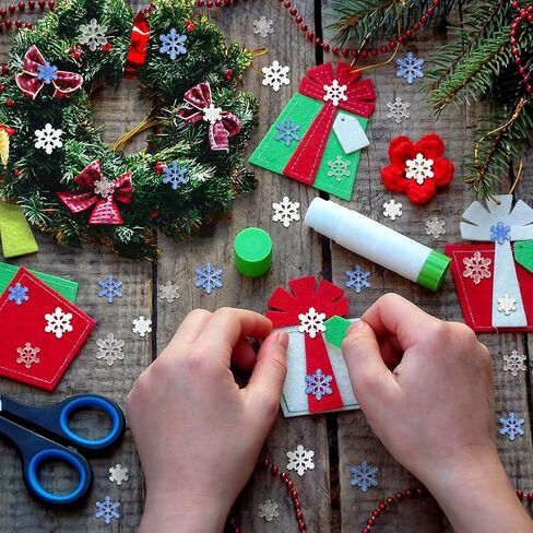 GSHLLO 90 Pcs Mini Resin Snowflakes Glitter Christmas Snowflakes Flat Back Crafting Snowflakes Small Snow Ornaments Christmas Tree Snowflake Decorations for DIY Crafts in Saudi Arabia