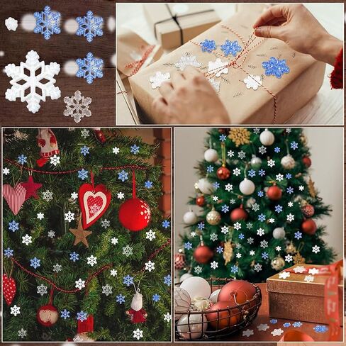 GSHLLO 90 Pcs Mini Resin Snowflakes Glitter Christmas Snowflakes Flat Back Crafting Snowflakes Small Snow Ornaments Christmas Tree Snowflake Decorations for DIY Crafts in Saudi Arabia