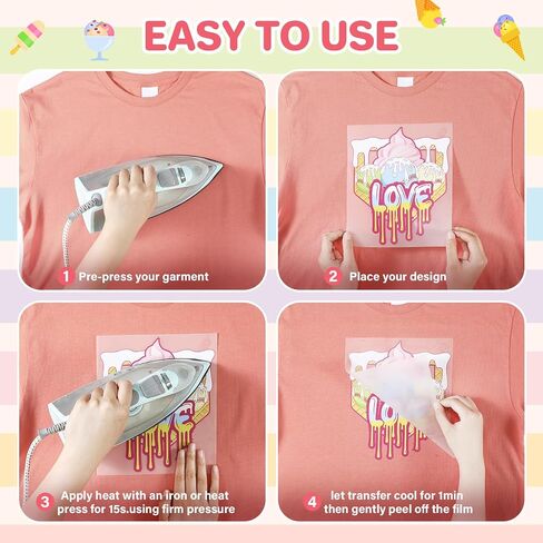 Maitys 30 Sheets Ice Cream Baseball Iron on Transfers Iron على شارات البيسبول فينيل تصحيح الجزء الأكبر لقمصان T -Hoodie ملصقات DIY Craft Team Gift Sport BALL BAG PACOTY DRIDATION in Saudi Arabia