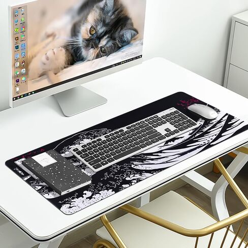Excel Cheat Sheet Desk Pad, Large Excel Shortcuts Mouse Pad, Stitched Edges | Non-Slip Base with Floral Pattern, PC Office Keyboard Mat 31.5" x 11.8" in Saudi Arabia