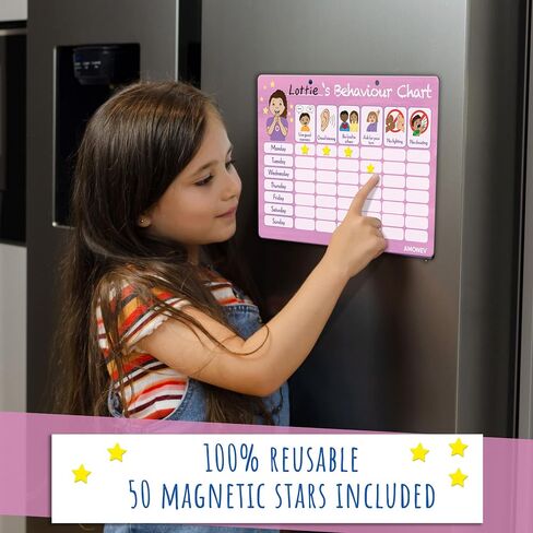 Amonev Children's Magnetic Behaviour Reward Chart. Magnetic Sticker Chart. Reusable Wall Chart for Promoting Good Behaviour (Blue)… in Kuwait