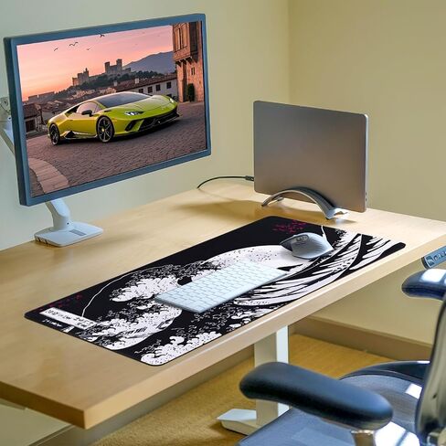 Excel Cheat Sheet Desk Pad, Large Excel Shortcuts Mouse Pad, Stitched Edges | Non-Slip Base with Floral Pattern, PC Office Keyboard Mat 31.5" x 11.8" in Saudi Arabia