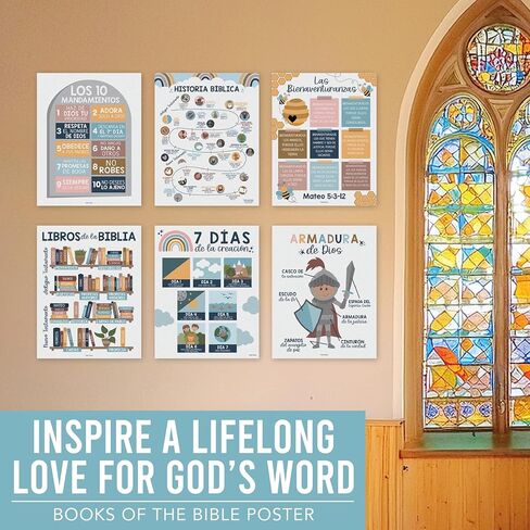 Hadley Designs Spanish Classroom Decorations - Spanish Classroom Must Haves, Books Of The Bible Poster, Bible Posters For Kids, Cuadros Cristianos En Español, Boho Textos Biblicos Español Para Pared in Saudi Arabia