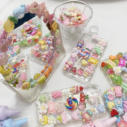 Glue Cream Glue for DIY ، 4pcs (50 مل لكل منهما) مجموعة علبة هاتف بيضاء Decoden Diy مع نصائح أنابيب 4pcs ، مثالية للحرف اليدوية والزخارف (أبيض) in Kuwait