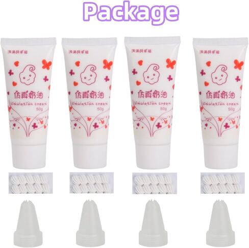 Glue Cream Glue for DIY ، 4pcs (50 مل لكل منهما) مجموعة علبة هاتف بيضاء Decoden Diy مع نصائح أنابيب 4pcs ، مثالية للحرف اليدوية والزخارف (أبيض) in Kuwait