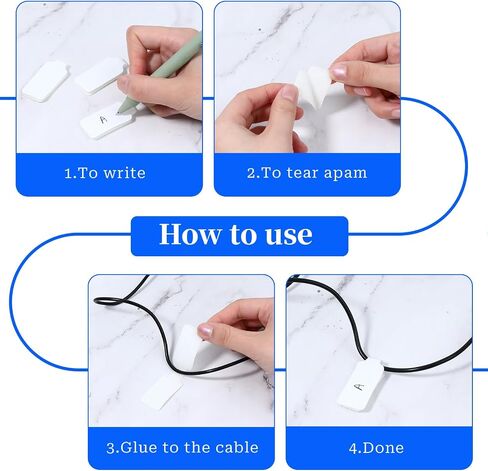 30 Pcs Self-Adhesive Writable Nylon Wire Labels, Paste Wire Labels White Cable Tags Reusable Waterproof Wires Tags Markers for Electronics Computers Cable Management in Saudi Arabia