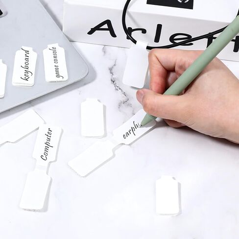 30 Pcs Self-Adhesive Writable Nylon Wire Labels, Paste Wire Labels White Cable Tags Reusable Waterproof Wires Tags Markers for Electronics Computers Cable Management in Saudi Arabia