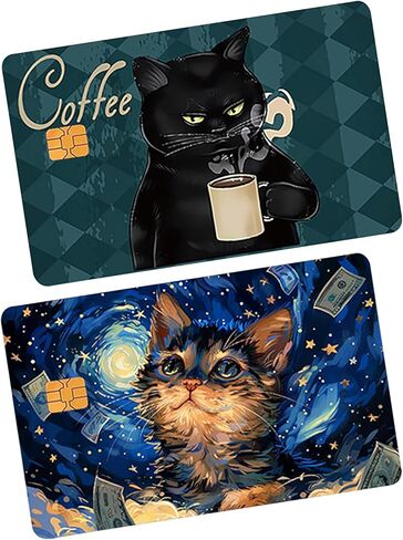 2 Set Debit Card Skin,1 Set with 4 Stickers,Credit Card Skin,Cat Decor,Medicare Card Protector Sleeve,Social Security Card Protector,Anime Credit Card Skin (07) in Saudi Arabia