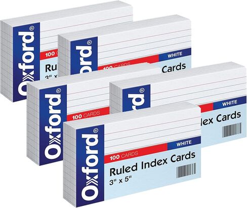 Oxford Ruled Index Cards, 3" x 5", White, 100-Pack (31), Pack of 5 in Saudi Arabia