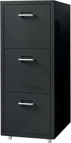 WCH File Cabinets for Home Office 3 Drawer, 0.8mm Thick Cold-Rolled Steel Plate (Size:11×16×27inch,Color:Black) in Saudi Arabia