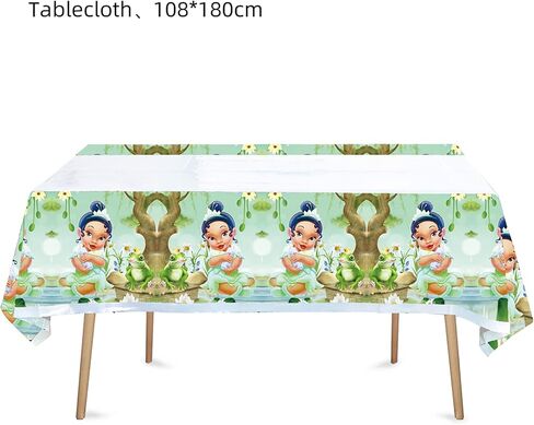 Princess Tiana Birthday Party Decorations, The Frog Tiana Party Tableware with Banner, Tablecloth, Disposable Paper Plates and Napkins for Little Princess Birthday Baby Shower Party Decorations in Saudi Arabia