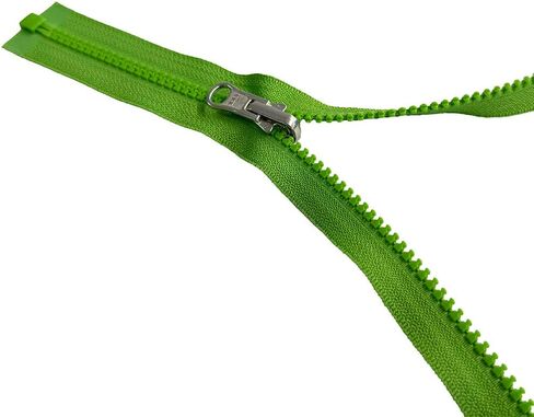 2pcs YKK #5 Molded Plastic Reversible Slider Inside/Outside Medium Weight Sport Jacket Zipper Separating Aluminum Pull Color Lime Green #047W - Choose Length (Lime Green #047W, 26" Inches) in Saudi Arabia