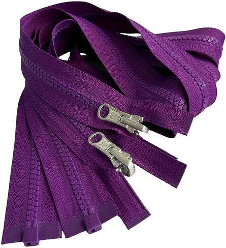 2pcs YKK #5 Molded Plastic Reversible Slider Inside/Outside Medium Weight Sport Jacket Zipper Separating Aluminum Pull Color Tahiti Purple #526W - Choose Your Length (Tahiti Purple #526W, 36" Inches) in Saudi Arabia