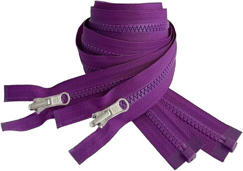 2pcs YKK #5 Molded Plastic Reversible Slider Inside/Outside Medium Weight Sport Jacket Zipper Separating Aluminum Pull Color Tahiti Purple #526W - Choose Your Length (Tahiti Purple #526W, 36" Inches) in Saudi Arabia