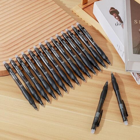 Baytory 16PCS Clicker Ambense Gel ، 0.5 ملم قابلة للسحب ، فرك الحبر الأزرق الحبر ، ومريحًا للاستخدام لاتخاذ ألغاز الكلمات المتقاطعة (Black) in Kuwait